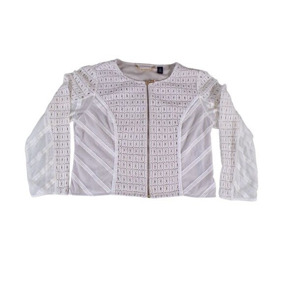 Chico’s Black Label Lace & Mesh Zip-Up Jacket Medium #729 - Picture 3 of 15